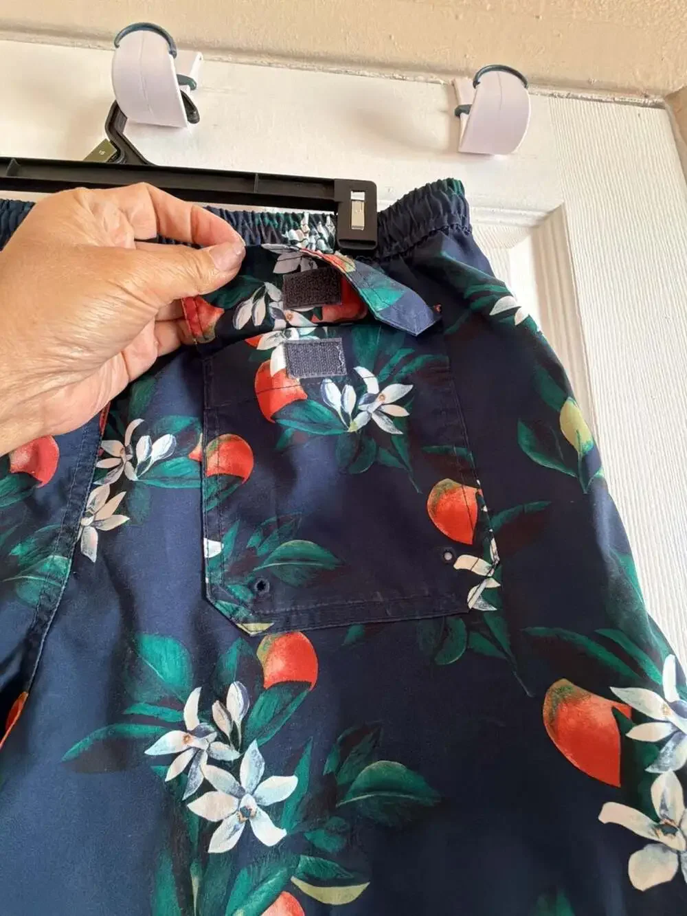 Abercrombie & Fitch Navy Blue Orange Blossom Floral Print Swim Shorts